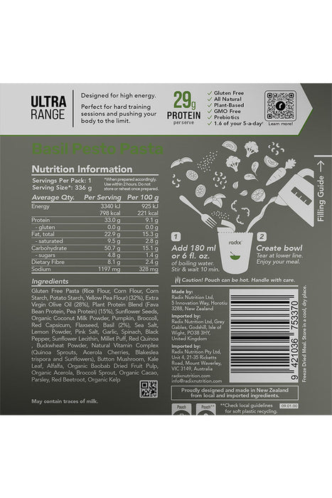 Radix Nutrition Basil Pesto Pasta