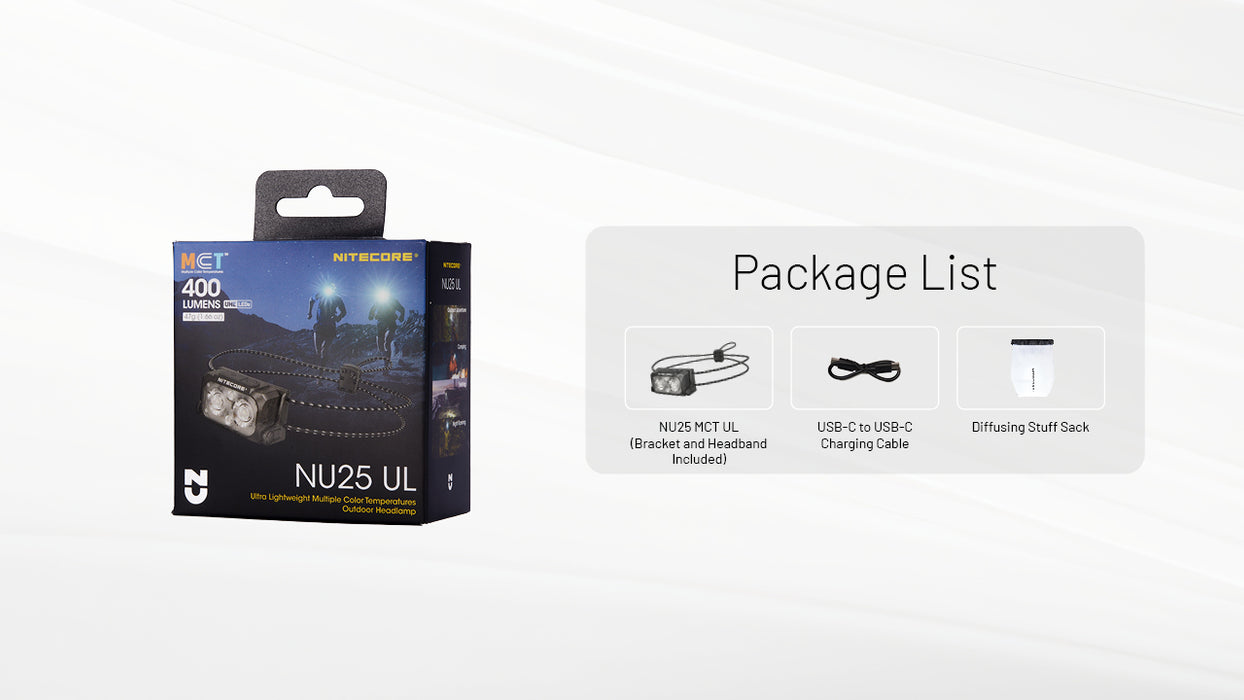 Nitecore NU25 MCT UL 400 Lumens Ultralight Headlamp
