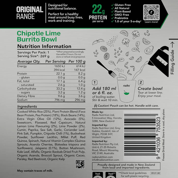 Radix Nutrition Chipotle Lime Burrito Bowl