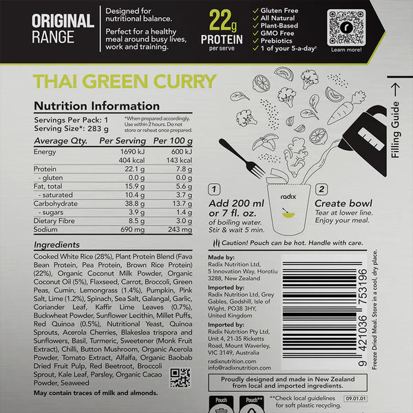 Radix Nutrition Thai Green Curry