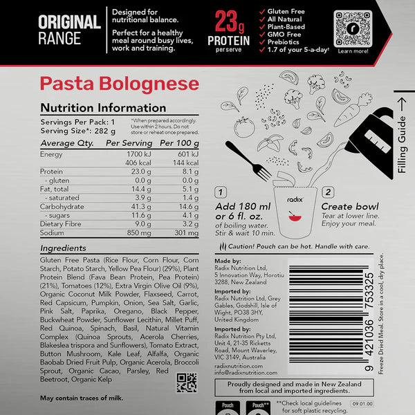 Radix Nutrition Pasta Bolognese