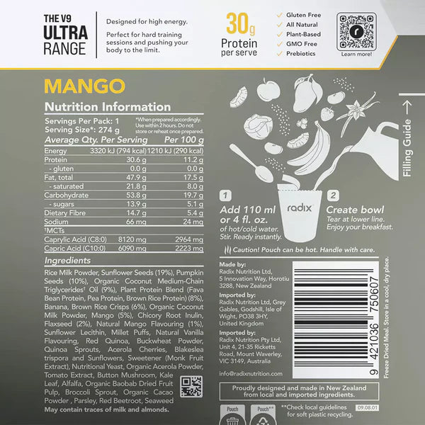 Radix Nutrition Mango Breakfast