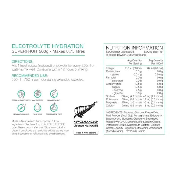 Pure Sports Electrolyte Hydration 500g Pouch